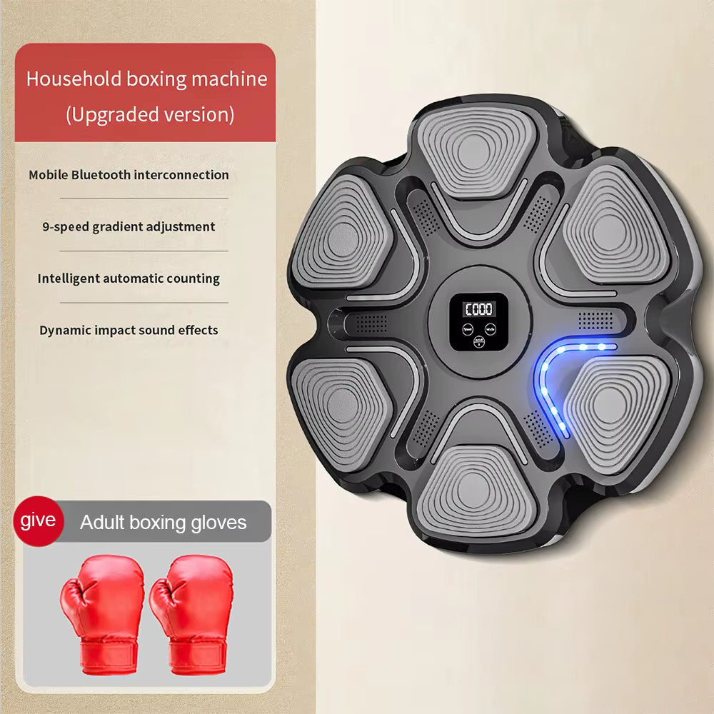 Wall Mounted Music Boxing Machine Punching Pad with 2 Pairs Gloves Training Electronic