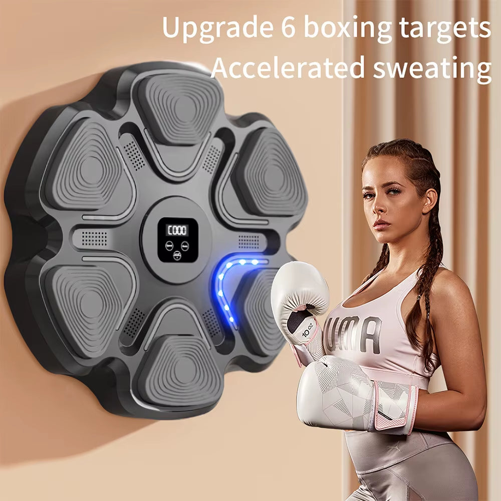 Wall Mounted Music Boxing Machine Punching Pad with 2 Pairs Gloves Training Electronic