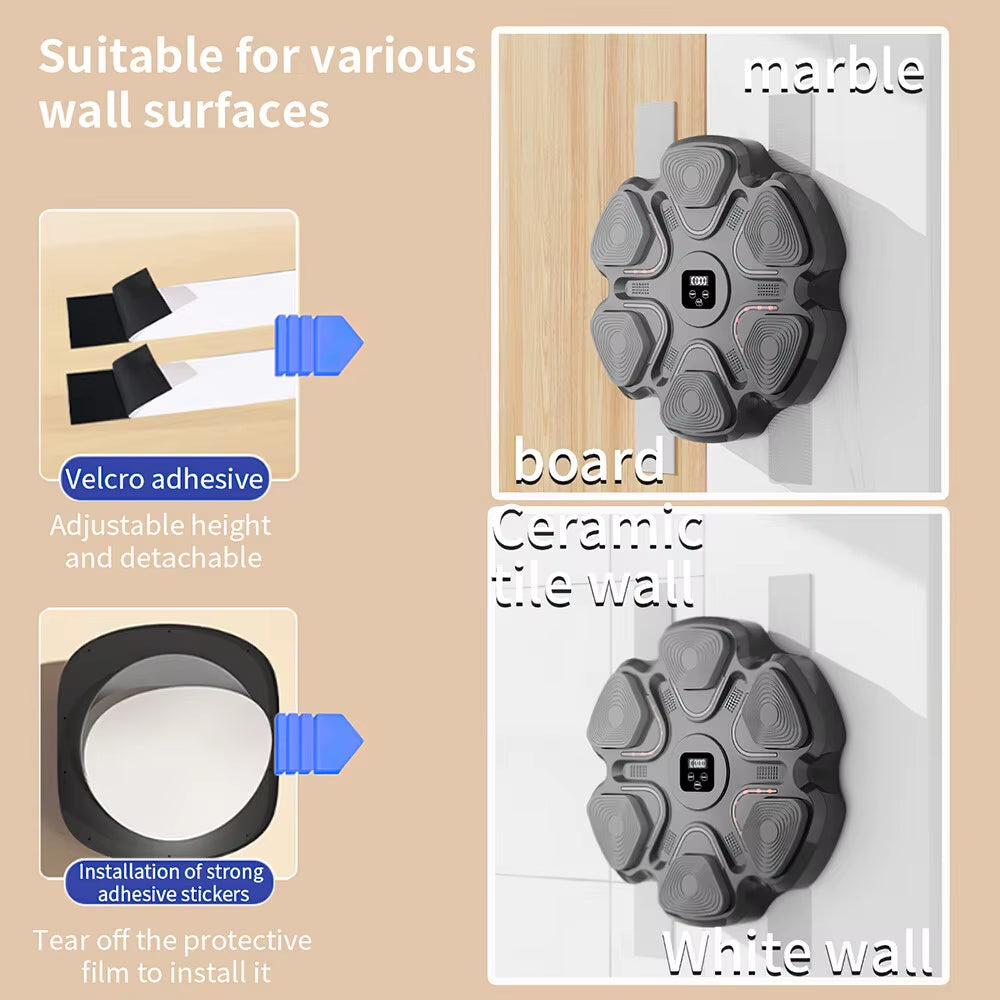 Wall Mounted Music Boxing Machine Punching Pad with 2 Pairs Gloves Training Electronic