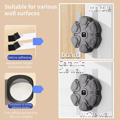 Wall Mounted Music Boxing Machine Punching Pad with 2 Pairs Gloves Training Electronic